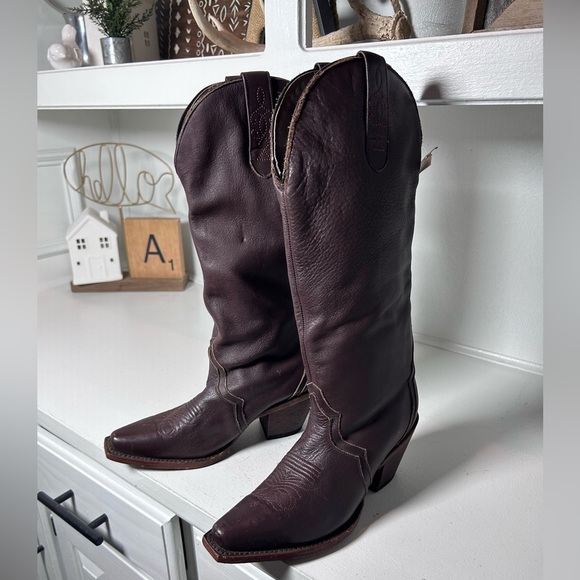 J.B. Dillon Shoes - JB Dillon Dark Brown Leather Western Cowboy Boots Women’s 6B New With Tags